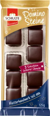 Obrázek produktu pro Schulte hořké čokoládové domino s marcipánem a ovocnou náplní 125g