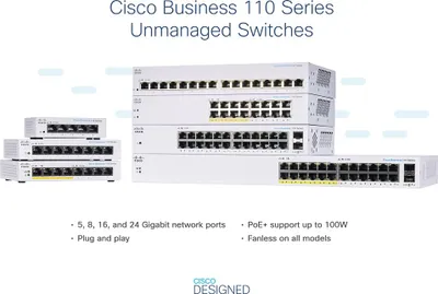 Image de Cisco CBS110, Non administré, L2, Gigabit Ethernet (10/100/1000), Full duplex, Rackmountable, 1U