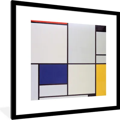 Produktbild von MuchoWow® MuchoWow® Gerahmtes Poster Tableau I - Piet Mondrian 40x40 cm - Poster mit zchwarzem Bilderrahmen - Poster - Plakat im Rahmen