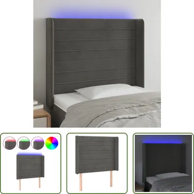 Produktbild von The Living Store LED Kopfteil Dunkelgrau 83x16x118/128 cm Samt