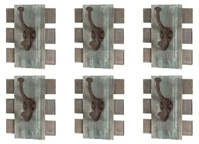 Garderobenstangen-Set, 6-teilig, Massivholz/Metall, vintage, 16x20x11 cm