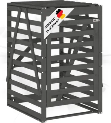 Produktbild von DELUKE® 1er Mülltonnenbox Kiefernholz BOUMI | 84x90x128,5cm Grau | Mülltonnenverkleidung für 1 Tonne Müllbox aus Holz Mülltonnenschutz Mülltonnendach