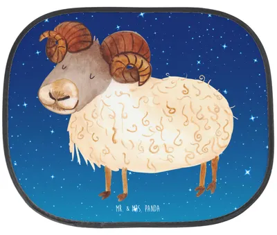Produktbild von Mr. & Mrs. Panda Auto Sonnenblende Sternzeichen Widder - Sternenhimmel Blau - Geschenk, Bock, Geburtstag März, Sonnenschutz Pkw, Seitlicher, Autoscheiben, April