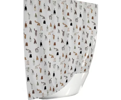 Produktbild von Digitaldruck Qualität Textil Duschvorhang Wannenvorhang Katze CAT Kätzchen 120x200cm inkl. Ringe Hauskatze
