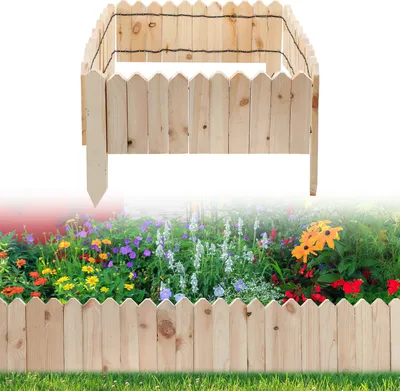 Obrázek produktu pro Jayseuw lemování trávníku Rollborder borovicové dřevo dřevěný plot Rolborder 200*40*1,5cm neošetřené lemování záhonu lemování trávníku zahradní plot dřevěný dekorativní plot