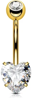 Zdjęcie produktu dla Dailygoody - Piercing do pępka - Tytanowe sztyfty do pępka - Z sercem i kamieniem szlachetnym - 1,6 mm - Krótkie i długie modele - Idealne na każdą okazję - Kryształ