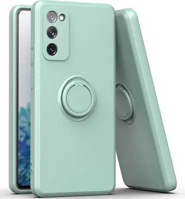Produktbild von Samsung S20 FE Handyhülle, Ring Halter Ständer Kratzfeste Weiche Silikon schutzhülle für Samsung Galaxy S20 FE/S20 FE 5G/S20 FE 2022 hellgrün