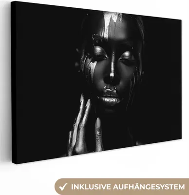 Obrázek produktu pro OneMillionCanvasses® - Obrazy na plátně - Žena - Abstraktní - Černá - Portrét, Nástěnné umění, Nástěnná dekorace Obývací pokoj Obrazy, 30x20cm