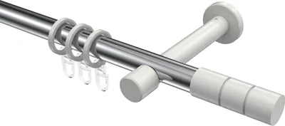 Produktbild von Interdeco Gardinenstange / Vorhangstange Chrom / Weiß, Typ Prestige Elanto (Rillenzylinder), 20 mm Ø 1-läufig, 480 cm