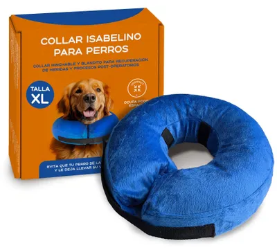 Aufblasbarer Schutzkragen XL, Blau, für Hunde & Katzen, 45-63 cm