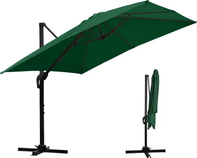 Obrázek produktu pro Aopunly slunečník osvětlení konzolový slunečník 300 cm zahradní slunečník pavilon UV50+ zelený