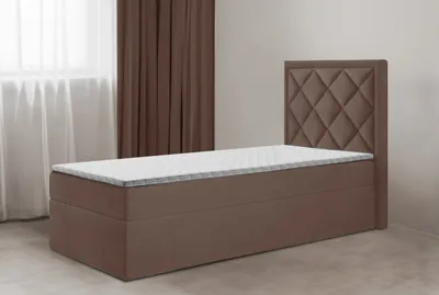 Produktbild von Bett, Boxspringbett DORMI MINI 80x200 cm mit Bettkästen, Topper T25 (Braun: Itaka 20)