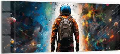 Produktbild von DEQORI Glasbild Echtglas 150x60 cm 'Weltraumodyssee' Wandbild Bild modern Deko