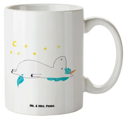 Produktbild von Mr. & Mrs. Panda Keramiktasse Einhorn Sternenhimmel - Weiß - Geschenk, Einhörner, Unicorn, steingut tasse, Große, jumbotasse, Sterne, Haferl, Verrückt, Jumbo, Deko, Pott