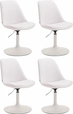 Produktbild von CLP 4er Set Esszimmerstühle Maverick Kunstleder drehbar und stufenlos verstellbar - Farbe: weiß, Gestellfarbe: weiß