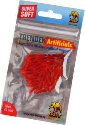 Produktbild von Behr 40 künstliche Maden - Gummimaden Forellenköder, Farbe:Fluo-Rot