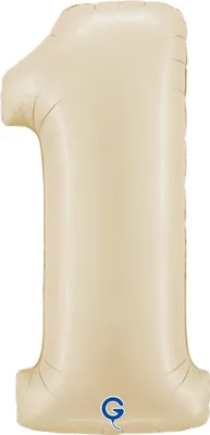 Produktbild von Riesenzahl Folienballon 40"/102cm | Satin Cream Zahl: 1