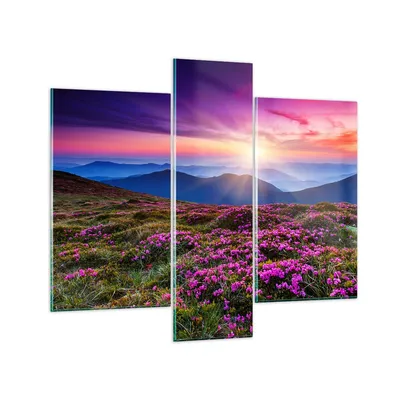 Produktbild von Bilder auf glas - Wiese Berg Himmel Landschaft - 95x80cm - Glasbilder - Wandbilder - Kunstdruck - zum Aufhängen bereit - Wanddekoration aus Glas - Glas Bilder - Wandbild auf Glas - GCB95x80-2719