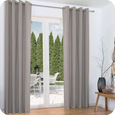 Thermo-Vorhang Set 2er, 140x245 cm, Verdunkelnd, Grau