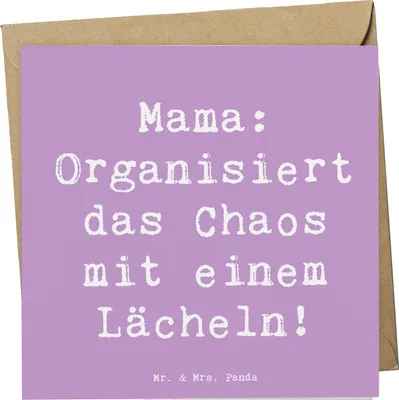 Produktbild von Mr. & Mrs. Panda Grußkarte Spruch Mama Ordnung - Lavendeltraum - Geschenk, Glückwunschkarte, einzigartige Designs, doppelkarte, Mutter, faltkarte, Familie, Jubiläen