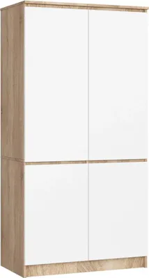 Produktbild von Viertüriger Kleiderschrank 90 cm LOTA - Sonoma Eiche / Weiß