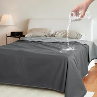 Immagine prodotto di Coperture impermeabili per letto e divano, copri-divano in pile, dimensioni 203 x 152 cm, colore grigio