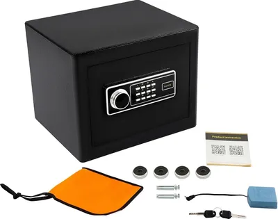 Zdjęcie produktu dla Sejf bezpieczeństwa – sejf elektroniczny – stal 2 mm, oświetlenie LED, półka, 38×32×30 cm, 10,07 kg – czarny