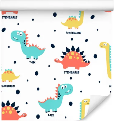 Produktbild von 10m VLIES TAPETE Rolle Kinderzimmer Wildtiere Dinosaurier Kugeln Bunt XXL