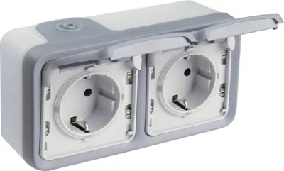 Image de Legrand Plexo Prise Schuko Double Montage En Saillie Grise