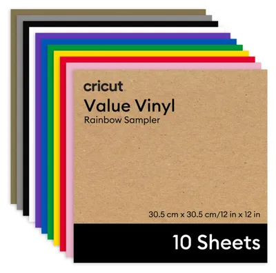 Obrázok produktu pre Vinylová fólia Cricut pre plotre, výhodný balík | 10 kusov | 30,5 cm x 30,5 cm | Veľkosť S