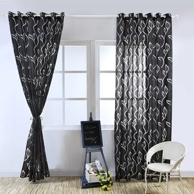 Zdjęcie produktu dla Zasłona z półprzezroczystego woalu do salonu i sypialni, szer. x wys.: 100 x 250 cm, czarna