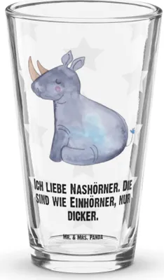 Produktbild von Mr. & Mrs. Panda Glas Einhorn Nashorn - Transparent - Geschenk, Glasbecher, Witzig, Cocktailglas, Regenbogen, Wasserglas, Unicorn, Zoo, Longdrinkglas, Nashörner, Bierglas