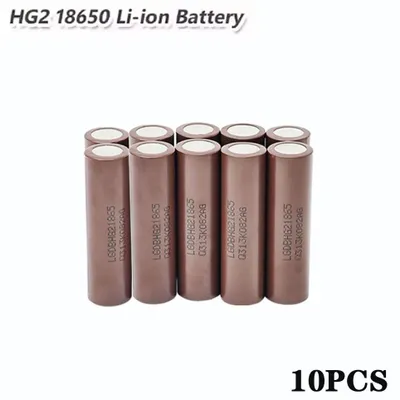 Produktbild von 18650 Akkus - Li-Ion Wiederaufladbar HG2 10er Pack - 3000mAh - 3,7V - Hohe Kapazität - Für Taschenlampen und Spielzeugautos