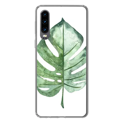 Produktbild von MuchoWow® Handyhülle Schutzhülle Hülle für Huawei P30 Aquarell - Monstera - Blatt Silikon Softcase Handy Hülle - Kartenbesitzer