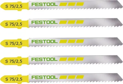 Produktbild von FESTOOL Stichsägeblatt, Holz-Feinschnitt S 75/2,5, 5Stk. - NF: 204256