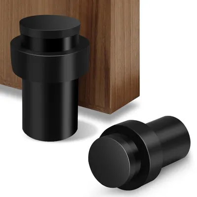 Image de Butoir de porte cylindrique, diamètre 65 mm, noir, lot de 2, pour fixation au sol