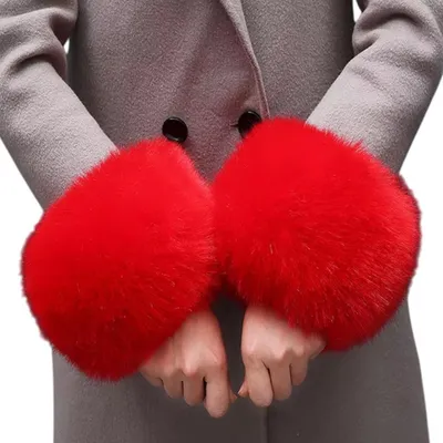 Produktbild von Elegante rote Pelzmanschetten für kalte Tage KP37723