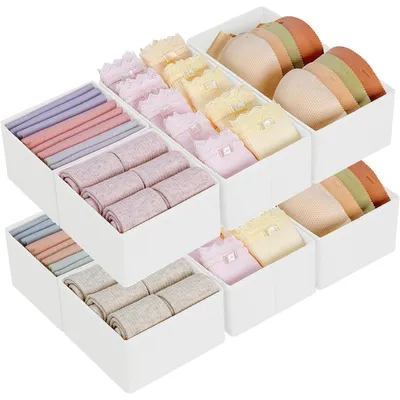 Produktbild von Schubladen Organizer 8 Stück faltbar für Unterwäsche Socken Krawatten Gürtel Weiß