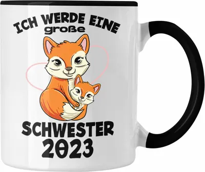 Produktbild von Trendation - Große Schwester 2023 Tasse Geschenk Lustiger Spruch Große Schwester Geschenkidee Geburtstag (Schwarz)