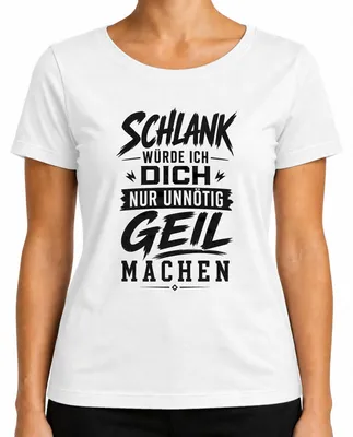 Productafbeelding van "Slank" - Een ironisch dames T-shirt, wit, maat L