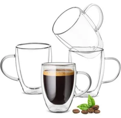 Produktbild von Doppelwandige Kaffeegläser 4er Set 350ml Borosilikatglas hitzebeständig