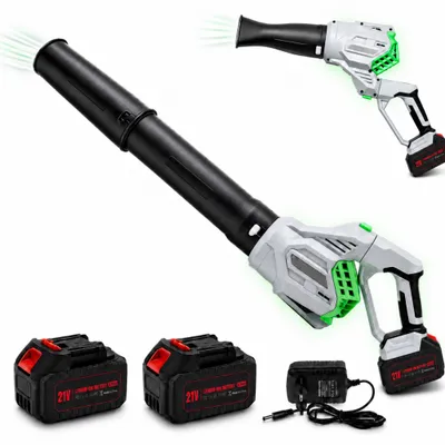 Produktbild von Akku Laubbläser mit Bürstenloser Motor 30000 RPM, 1000W, 200 km/h, 2 x 4,0-Ah Akku, 3 Stufe + Turbomodus, drehbarer Gerätekopf, 2 Wechselbare Düsen