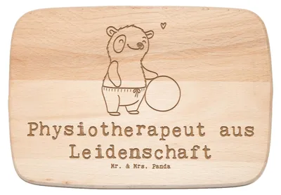 Produktbild von Mr. & Mrs. Panda Schneidebrett Holz Physiotherapeut Leidenschaft - Transparent - Geschenk, Küchenbrett, schneidbrett, Holzbrett, Frühstücksbrett, vesperbrett
