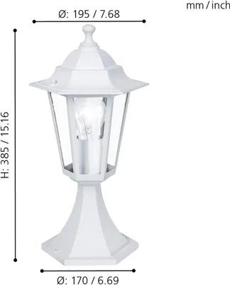 Immagine prodotto di Eglo 22466 Laterna 5 Lampada da piedistallo per esterni Ø 20,5 cm Bianco Chiaro