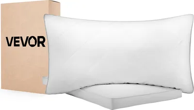 Image de VEVOR Oreiller, set de 2, queen-size, oreiller avec remplissage alternatif original en duvet, oreiller de lit, soutien & moelleux, literie pour dormeurs sur le dos, le ventre & le côté, blanc