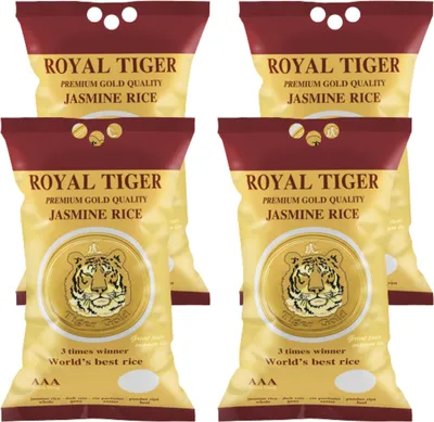 Produktbild von Royal Tiger Jasminreis Duftreis Premium Gold, 4x 5kg Beutel, Langkornreis
