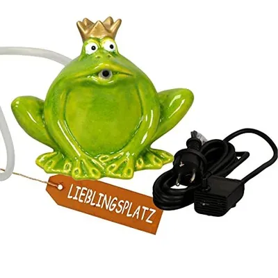 Produktbild von Wasserspeier Froschkönig hellgrün Keramik mit 230V Pumpe