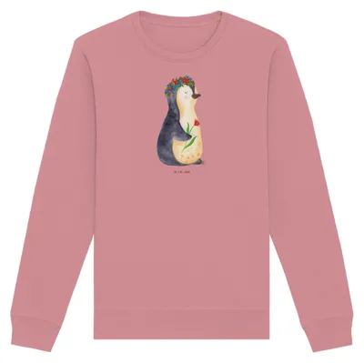 Produktbild von Mr. & Mrs. Panda Baumwoll Pullover Pinguin Blumen Größe XS - Canyon Pink - Geschenk, Sweater, Sweatshirt, Wunderschön, Blumenliebe, Geschenkidee, Universum, Wünsche