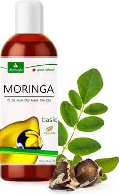 Produktbild von Moringa Basic Öl I Kaltgepresst aus Oleifera Samen & Schoten I Speiseöl, Hautpflege, Haar- & Bartöl I 100ml von Moriveda