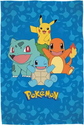 Zdjęcie produktu dla Koc flanelowy Pokemon Starter Pokemon 130 x 160 cm